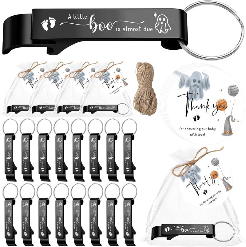 Ecation 50 Sets Halloween Baby Shower Favors for Guests 50 Bottle Openers 50 Thank Tags 50 Organza Bags with Twine Return Gift for Halloween Gender Reveal Party Girl Boy(A Little Boo) - Image 1